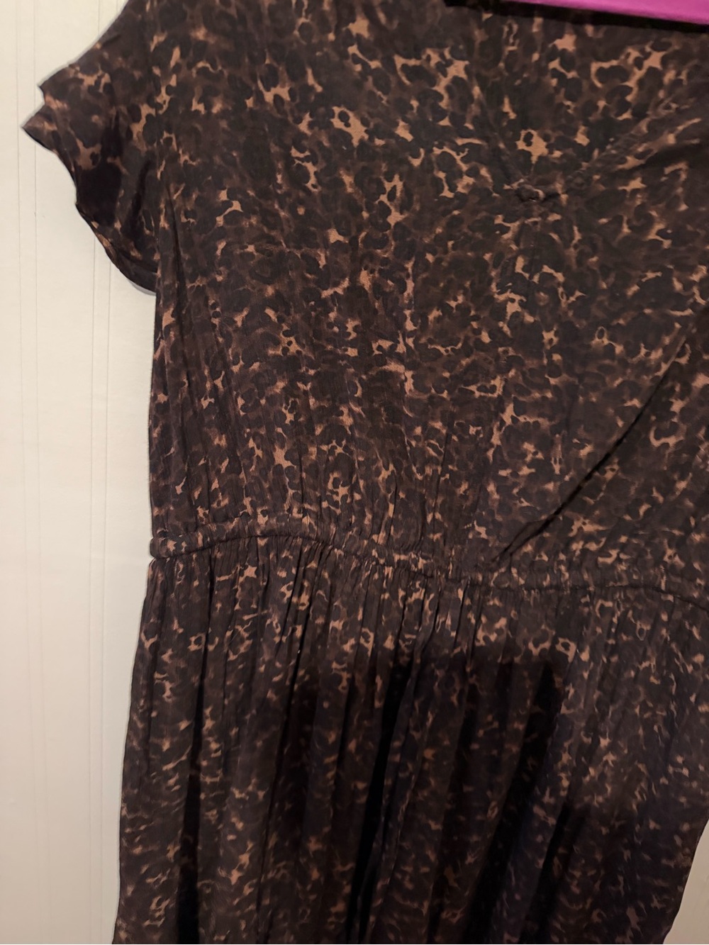 Terra and Sky Brown & Black Printed Short Sleeve Drawstring Dress NWT 0X - Picture 2 of 5